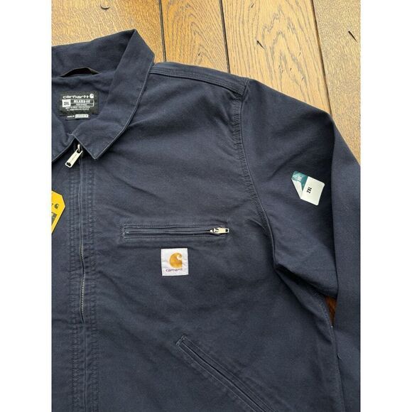 Carhartt Detroit Jacket Washed Navy XXL NWT - Picture 2 of 8